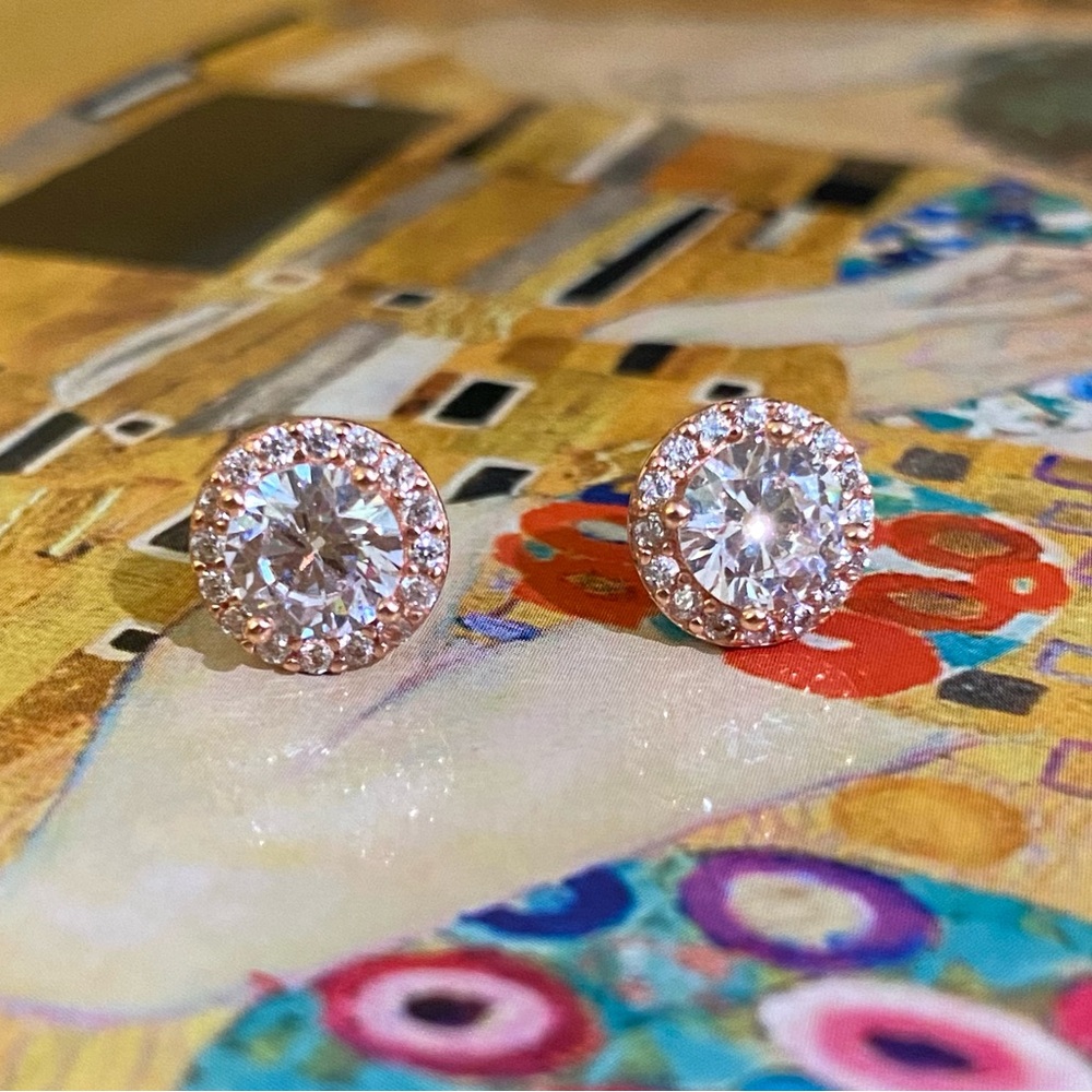 Rose Gold Sparkly Stud Earrings